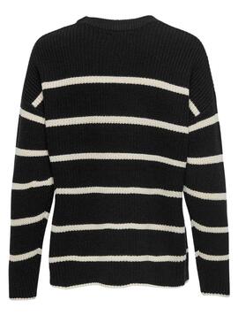 Pullover Only Pernille Nero Strisce Nero per Donna