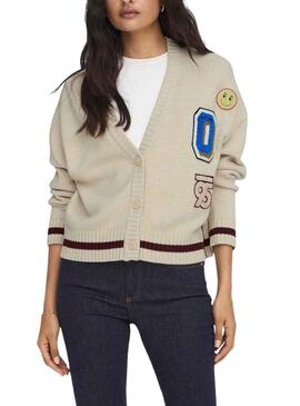 Cardigan Only Cheer Loose Beige per Donna