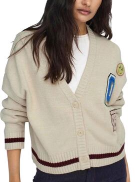 Cardigan Only Cheer Loose Beige per Donna