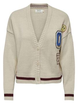 Cardigan Only Cheer Loose Beige per Donna