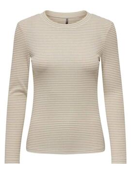 T-Shirt Only True Glitter Beige per Donna