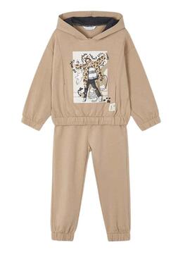 Tuta sportiva Mayoral Grafica Beige per Bambina