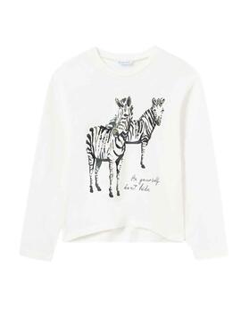 T-Shirt Mayoral Grafica Bianco per Bambina