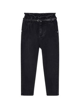 Pantaloni Denim Mayoral Cintura Nero per Bambina