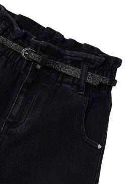 Pantaloni Denim Mayoral Cintura Nero per Bambina