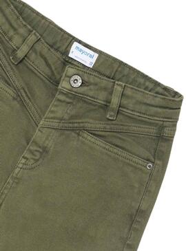 Pantaloni Mayoral Sarga Slouchy Verde per Bambina