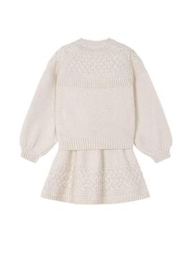 Set Mayoral Gonna Tricot Beige per Bambina