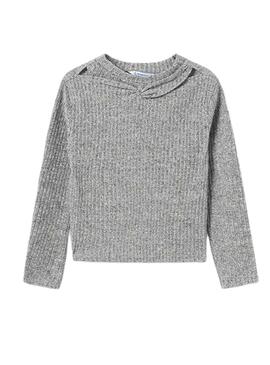 Pullover Mayoral Canale Cut Out Grigio per Bambina