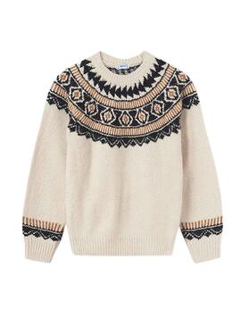 Pullover Mayoral Jacquard Beige per Bambina