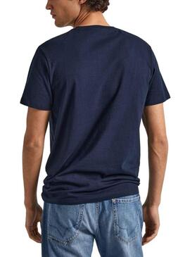 T-Shirt Pepe Jeans Wyatt Blu Blu Navy per Uomo