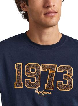 T-Shirt Pepe Jeans Wyatt Blu Blu Navy per Uomo