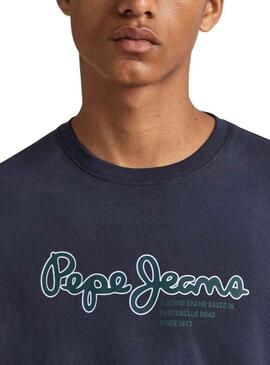 T-Shirt Pepe Jeans Wido Blu Navy per Uomo