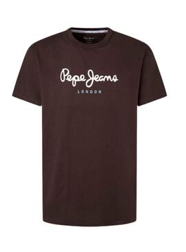 T-Shirt Pepe Jeans Eggo Marrone per Uomo