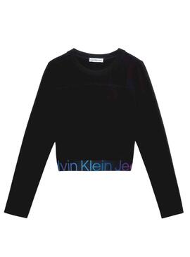 T-Shirt Calvin Klein Knitted Tape Nero Bambina