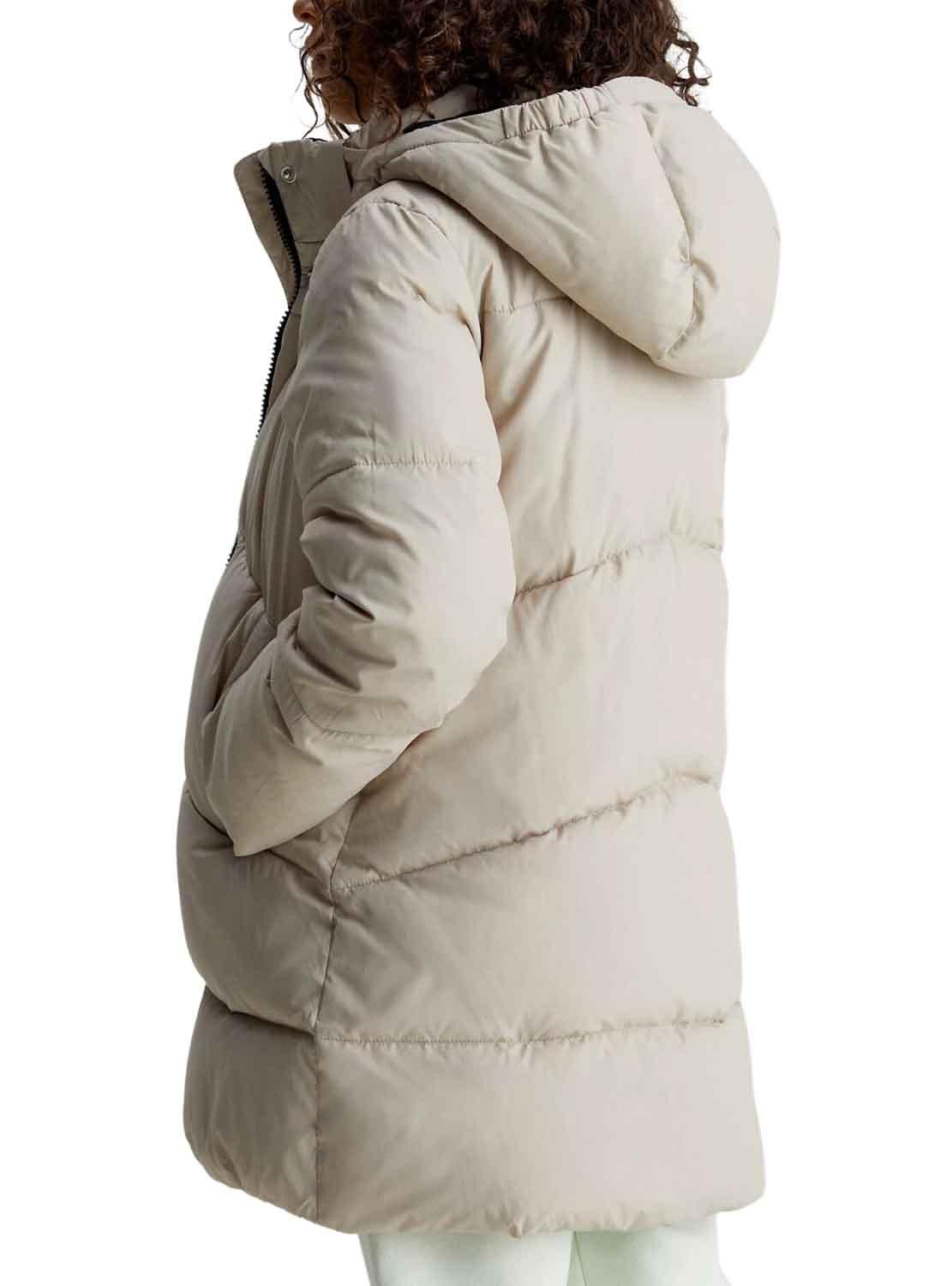 Giacca Calvin Klein Long Puffer Beige per Bambina