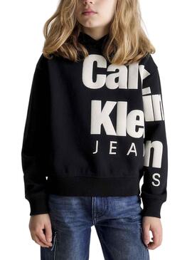 Felpa Calvin Klein Blown Up Nero per Bambina