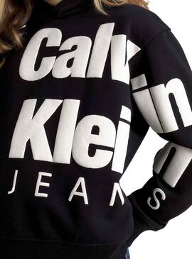 Felpa Calvin Klein Blown Up Nero per Bambina