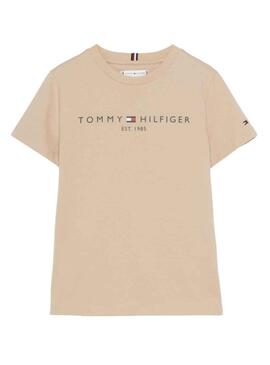 T-Shirt Tommy Hilfiger Essential Beige Bambino Bambina