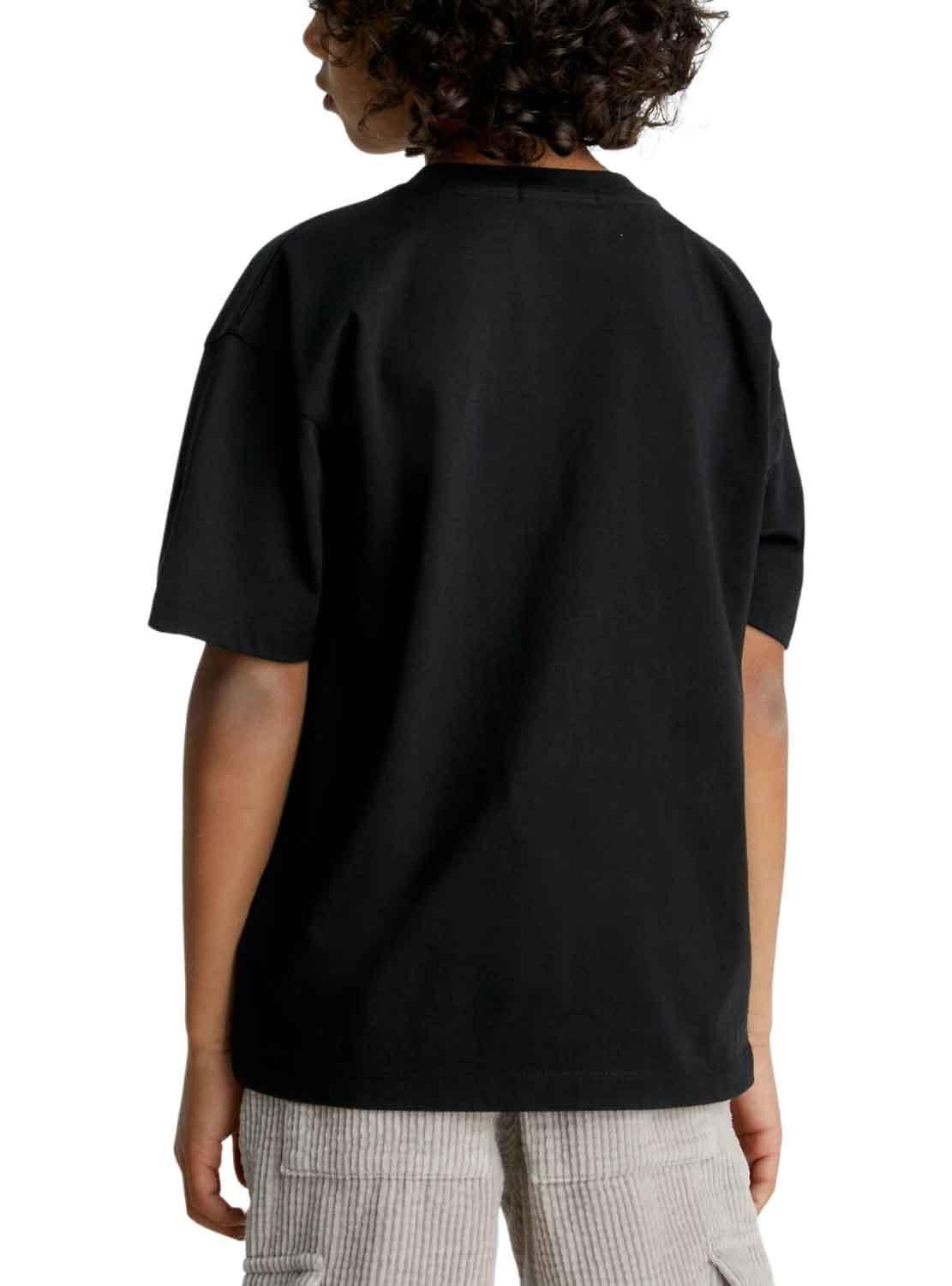 T-Shirt Calvin Klein Marble Nero per Bambino
