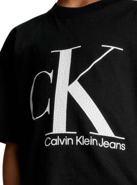 T-Shirt Calvin Klein Marble Nero per Bambino