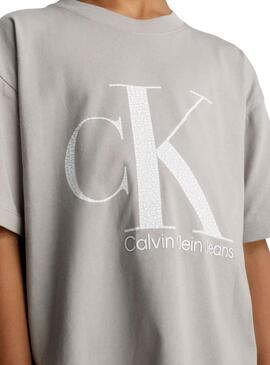 T-Shirt Calvin Klein Marble Beige per Bambino