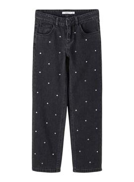 Pantaloni Name It Rosa Straight Jeans Nero Bambina