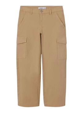 Pantaloni Name It Frose Cargo Wide Twill Beige Bambina