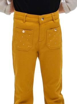 Pantaloni Mayoral Tachuelas Tascas Giallo Bambina