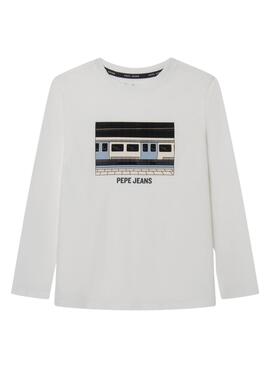 T-Shirt Pepe Jeans Nealson Bianco per Bambino