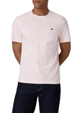 T-Shirt Lacoste Ras Du Cou Rosa per Uomo