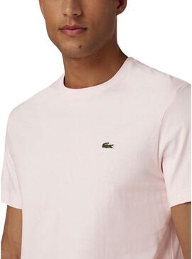 T-Shirt Lacoste Ras Du Cou Rosa per Uomo