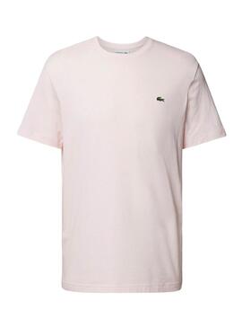 T-Shirt Lacoste Ras Du Cou Rosa per Uomo