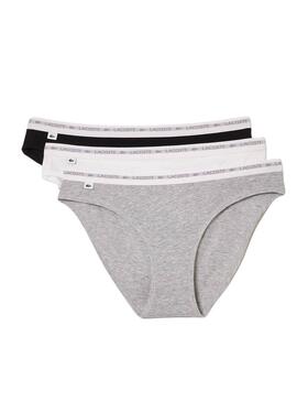 Pack 3 Mutandine Lacoste Culotte Grigio per Donna