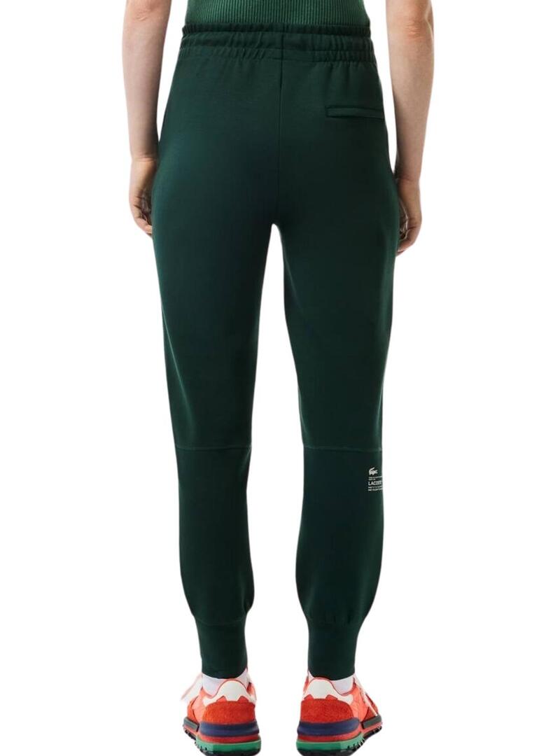 Pantaloni Lacoste Jogger Verde per Donna