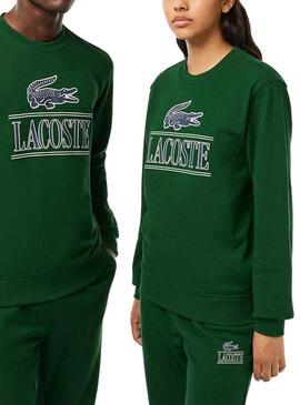 Felpa Lacoste Bandera 3D Verde Uomo Donna