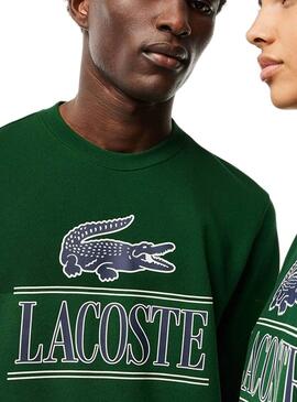 Felpa Lacoste Bandera 3D Verde Uomo Donna