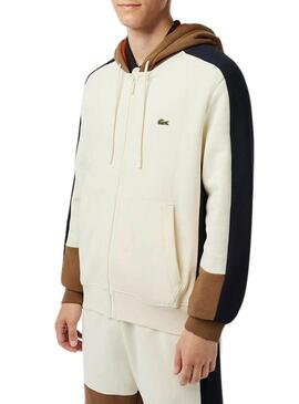 Felpa Lacoste Colore Block Bianco Uomo