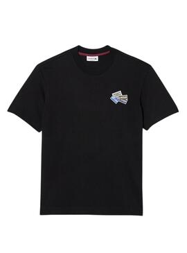 T-Shirt Lacoste Knitted Grueso Nero per Uomo