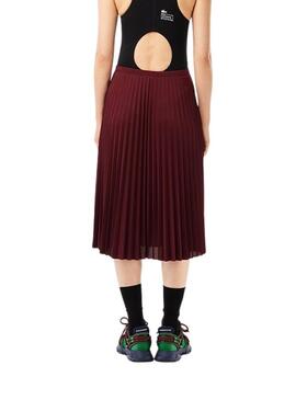 Gonna Lacoste Jupe A pieghe Fluida Bordeaux Donna