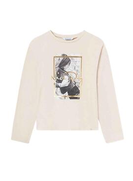 T-Shirt Mayoral Grafica Nice Day Beige Bambina