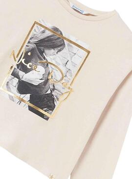 T-Shirt Mayoral Grafica Nice Day Beige Bambina