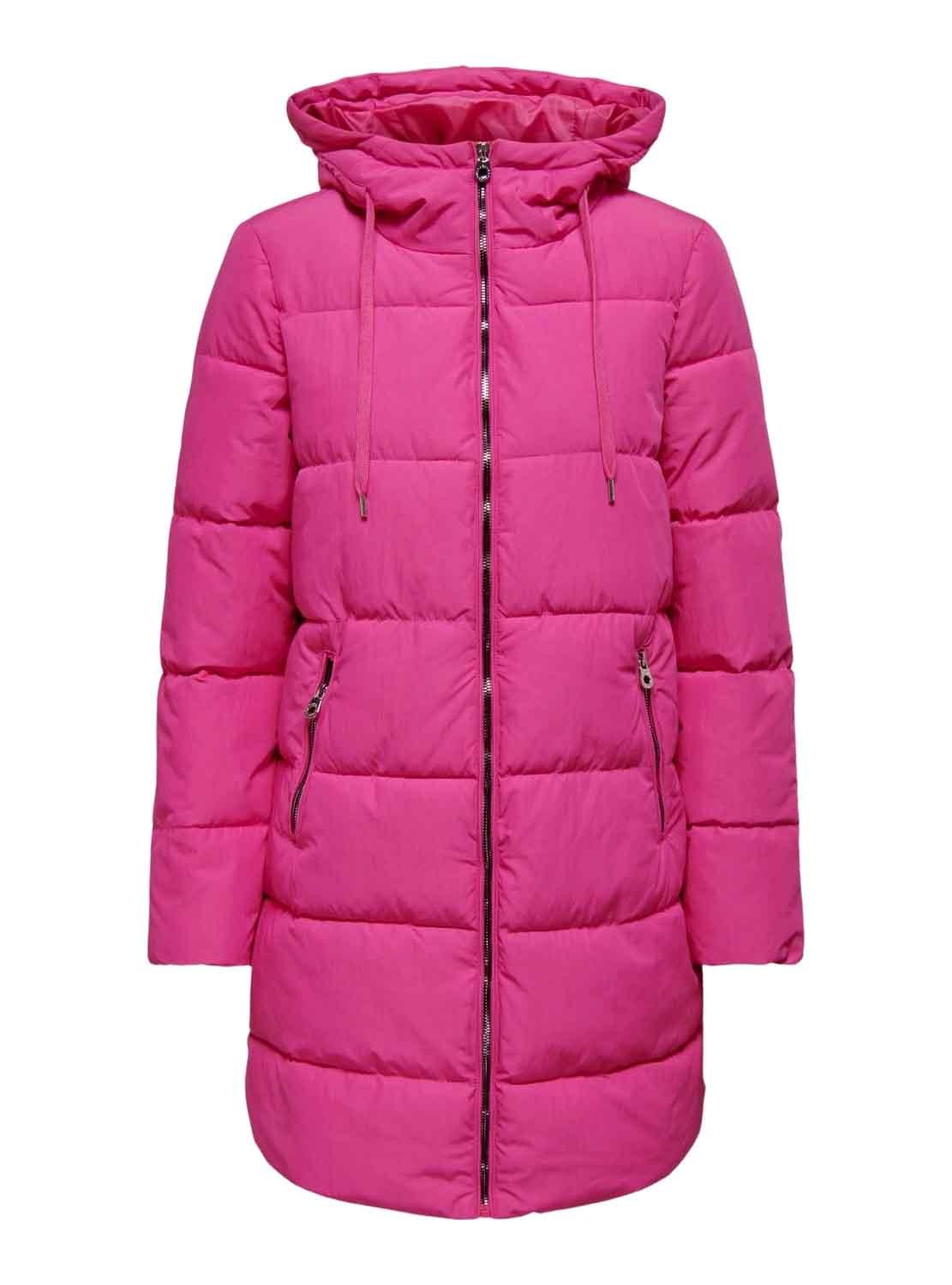 Giacca Only Carrello Long Puffer Rosa per Donna