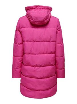 Giacca Only Carrello Long Puffer Rosa per Donna