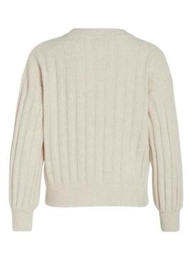 Pullover Vila Vitycia O Neck Knit Bianco per Donna