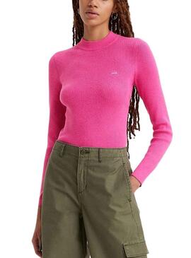 Pullover Levis Crew Rib Maglia Rosa per Donna