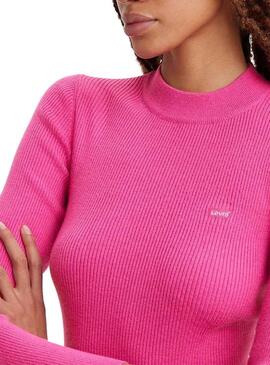 Pullover Levis Crew Rib Maglia Rosa per Donna