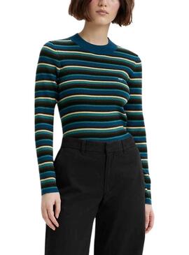 Pullover Levis Crew Rib Maglia Strisce Blu Donna