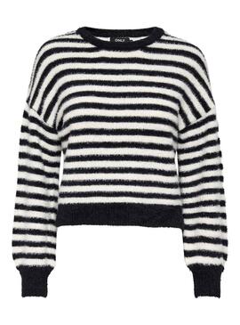 Pullover Only Piumo Strisce Nero per Donna