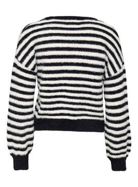 Pullover Only Piumo Strisce Nero per Donna