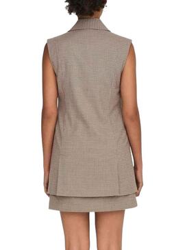 Gilet Only Molly Vichy Marrone per Donna